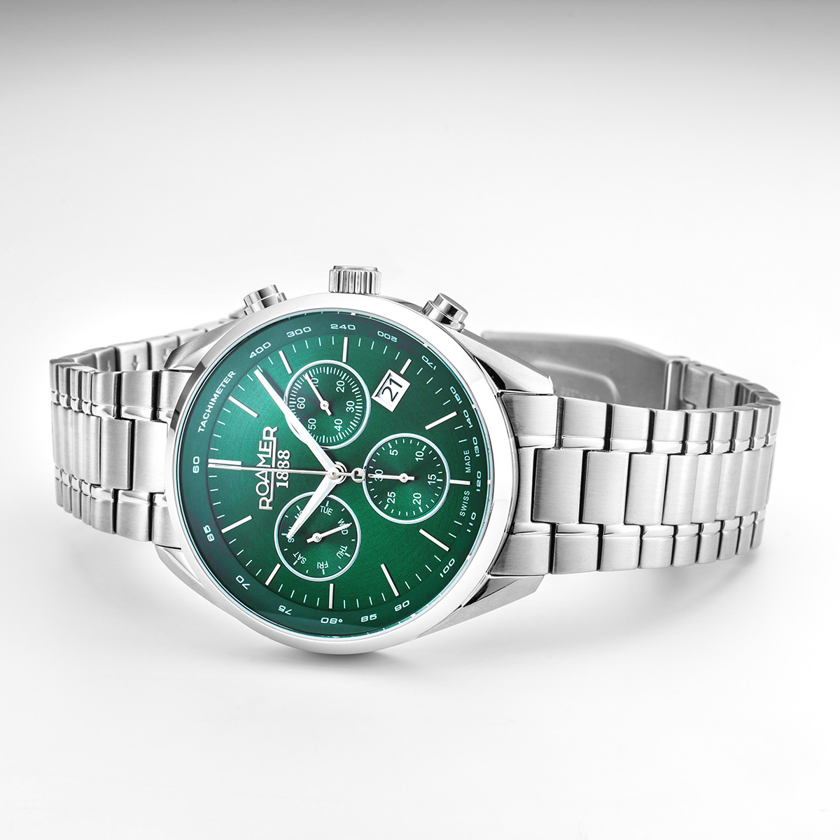 ROAMER Pro Chrono Green Dial 43.5mm Silver Stainless Steel Bracelet 993819-41-75-20 - 3