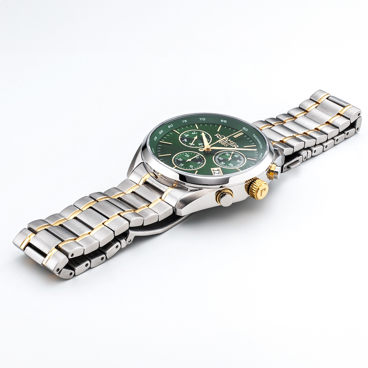 ROAMER Pro Chrono Green Dial 43.5mm Two Tone Gold Stainless Steel Bracelet 993819-47-75-20 - 3