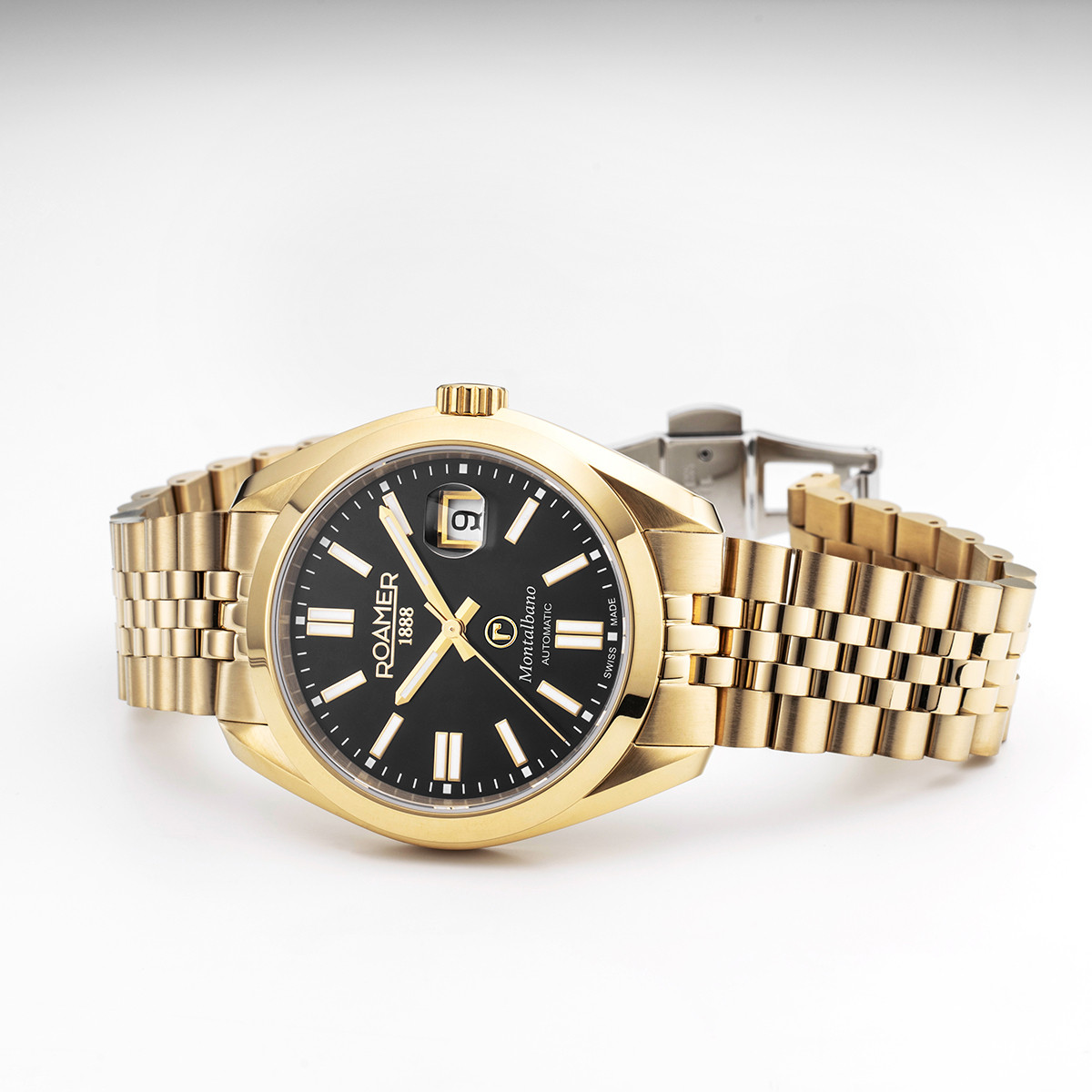 ROAMER Montalbano Automatic Black Dial 41.5mm Gold Stainless Steel Bracelet 996983-46-85-20 - 