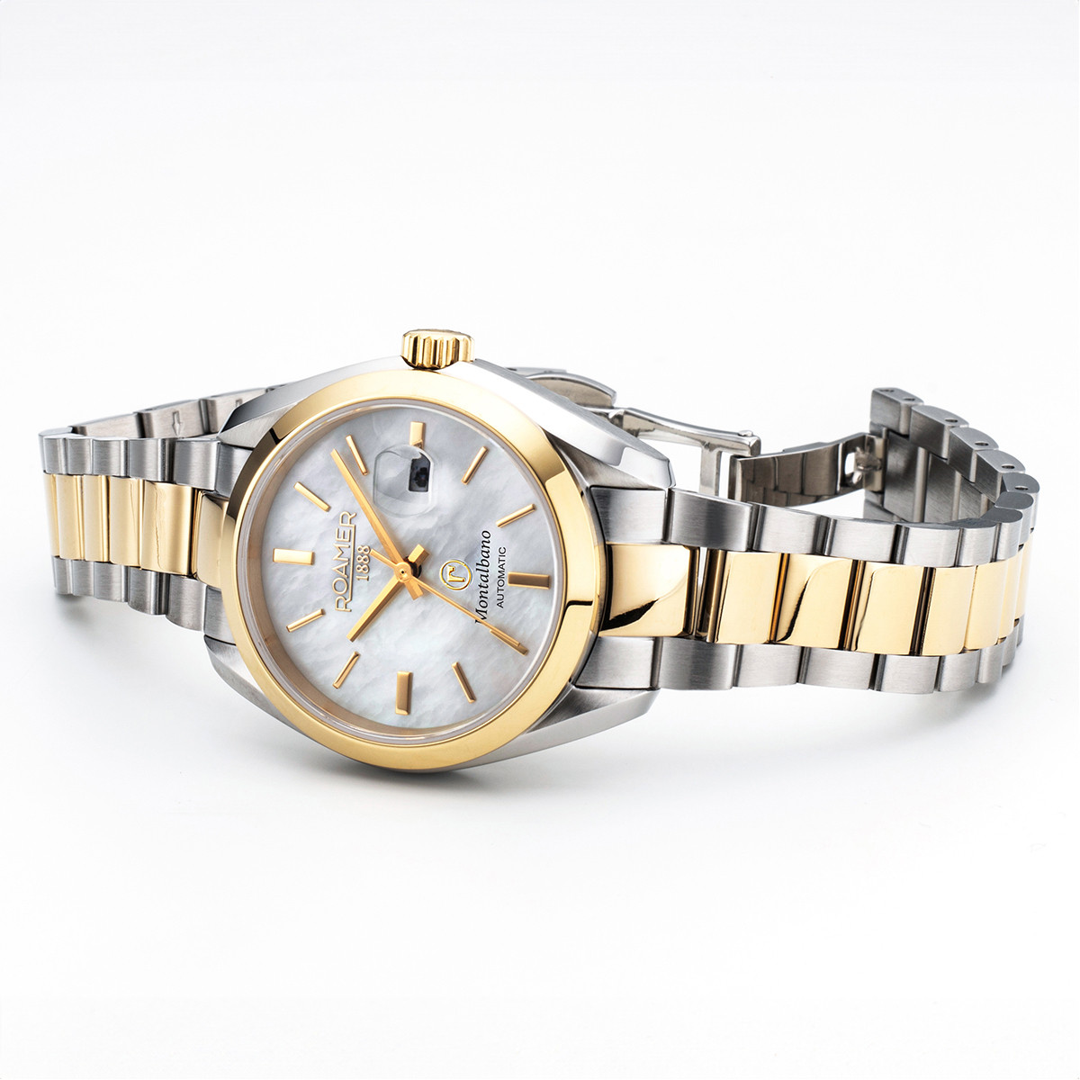 ROAMER Montalbano Ladies Automatic White Pearl Dial 31mm Two Tone Gold Stainless Steel Bracelet 996990-47-20-20 - 