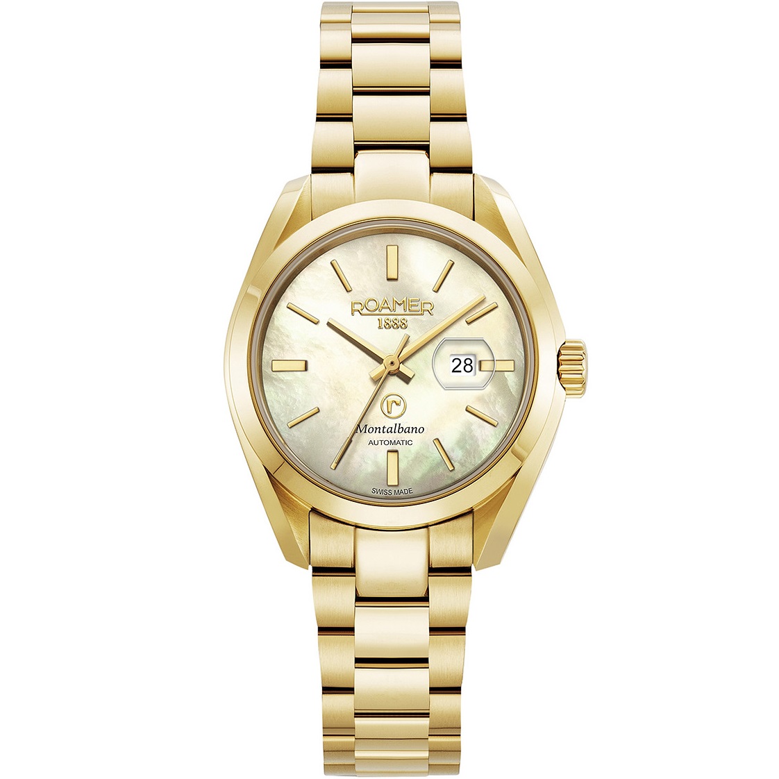 ROAMER Montalbano Ladies Automatic Yellow Pearl Dial 31mm Gold Stainless Steel Bracelet 996990-48-30-20 - 