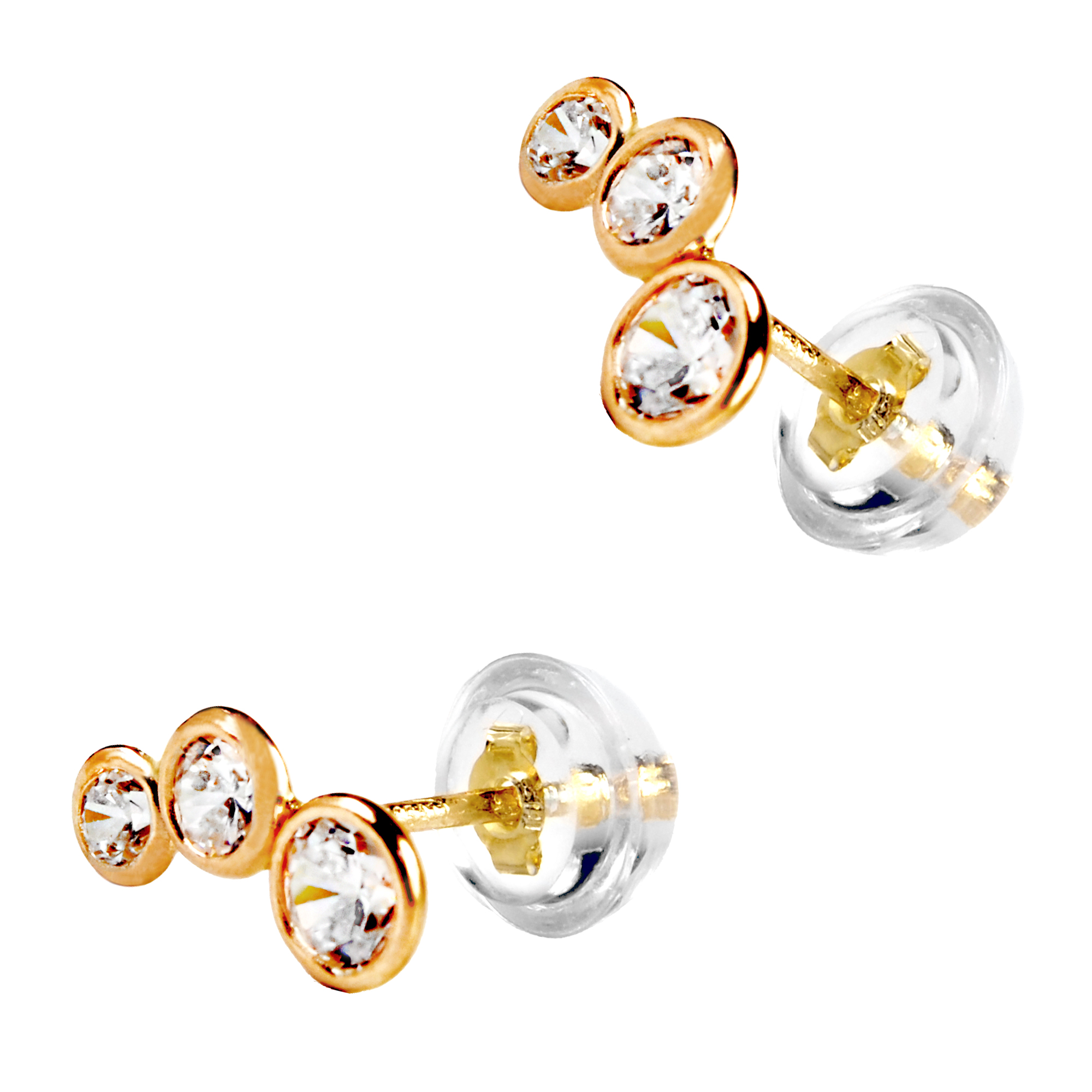 EARRINGS Fullstone Yellow Gold K9 with Zircon Stones 9E-0006 - 
