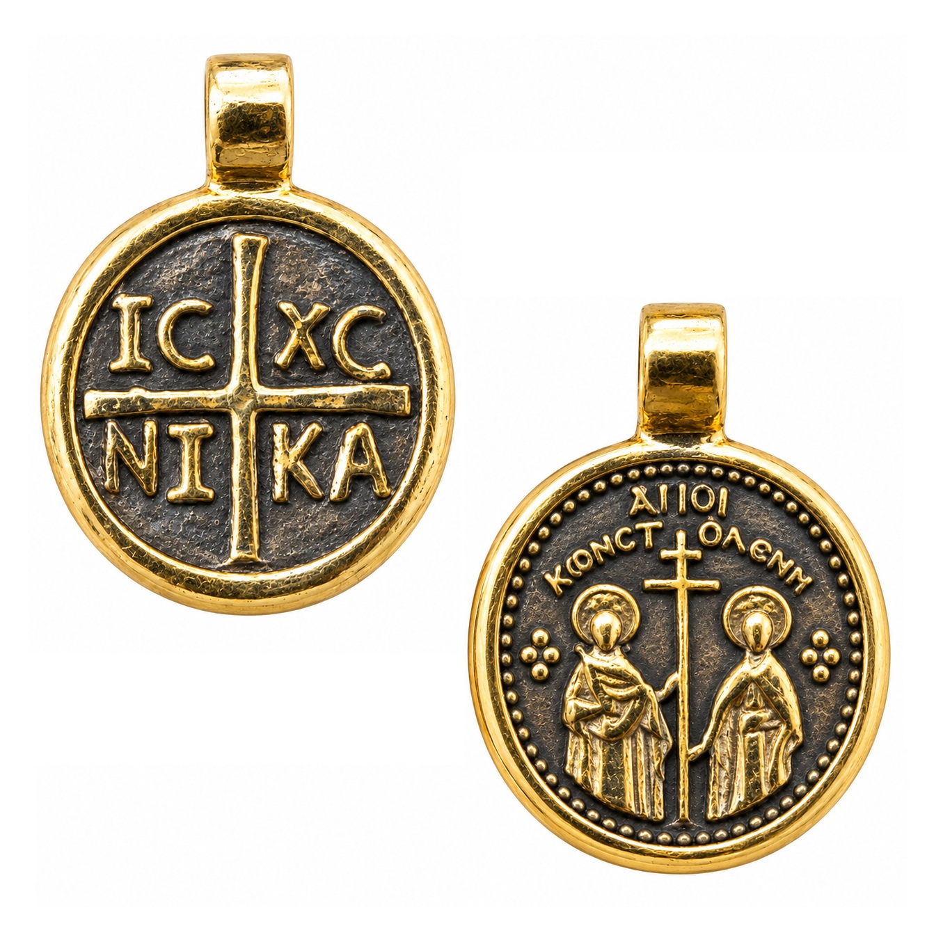 ΜΕΝΤΑΓΙΟΝ Κωνσταντινάτο Διπλής Όψης SENZIO Collection από Επιχρυσωμένο Ασήμι 925° 9SEN.D010P - 