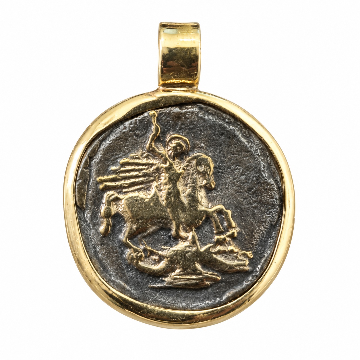 ΜΕΝΤΑΓΙΟΝ Κωνσταντινάτο Διπλής Όψης SENZIO Collection από Επιχρυσωμένο Ασήμι 925° 9SEN.D011P - 