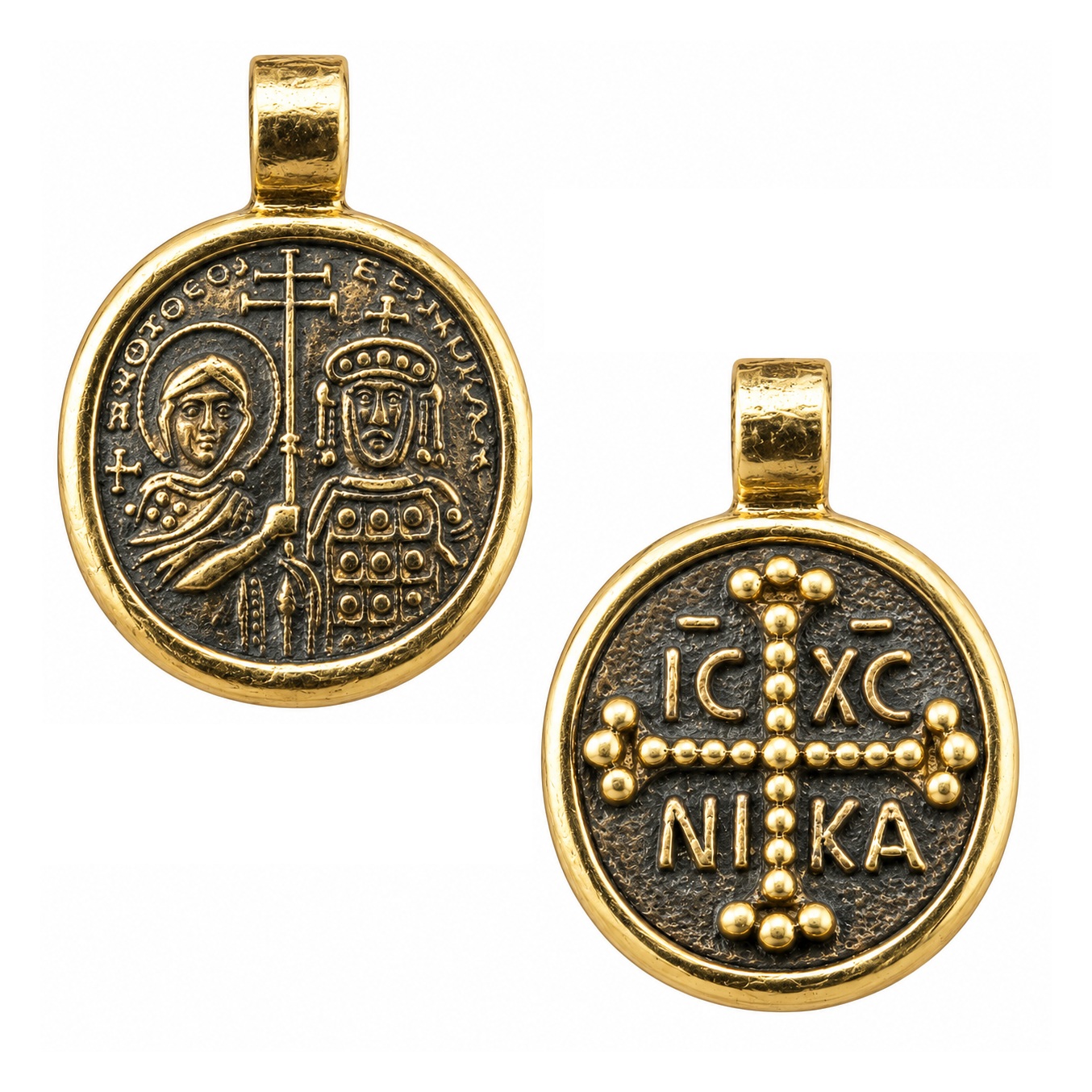 ΜΕΝΤΑΓΙΟΝ Κωνσταντινάτο Διπλής Όψης SENZIO Collection από Επιχρυσωμένο Ασήμι 925° 9SEN.D012P - 