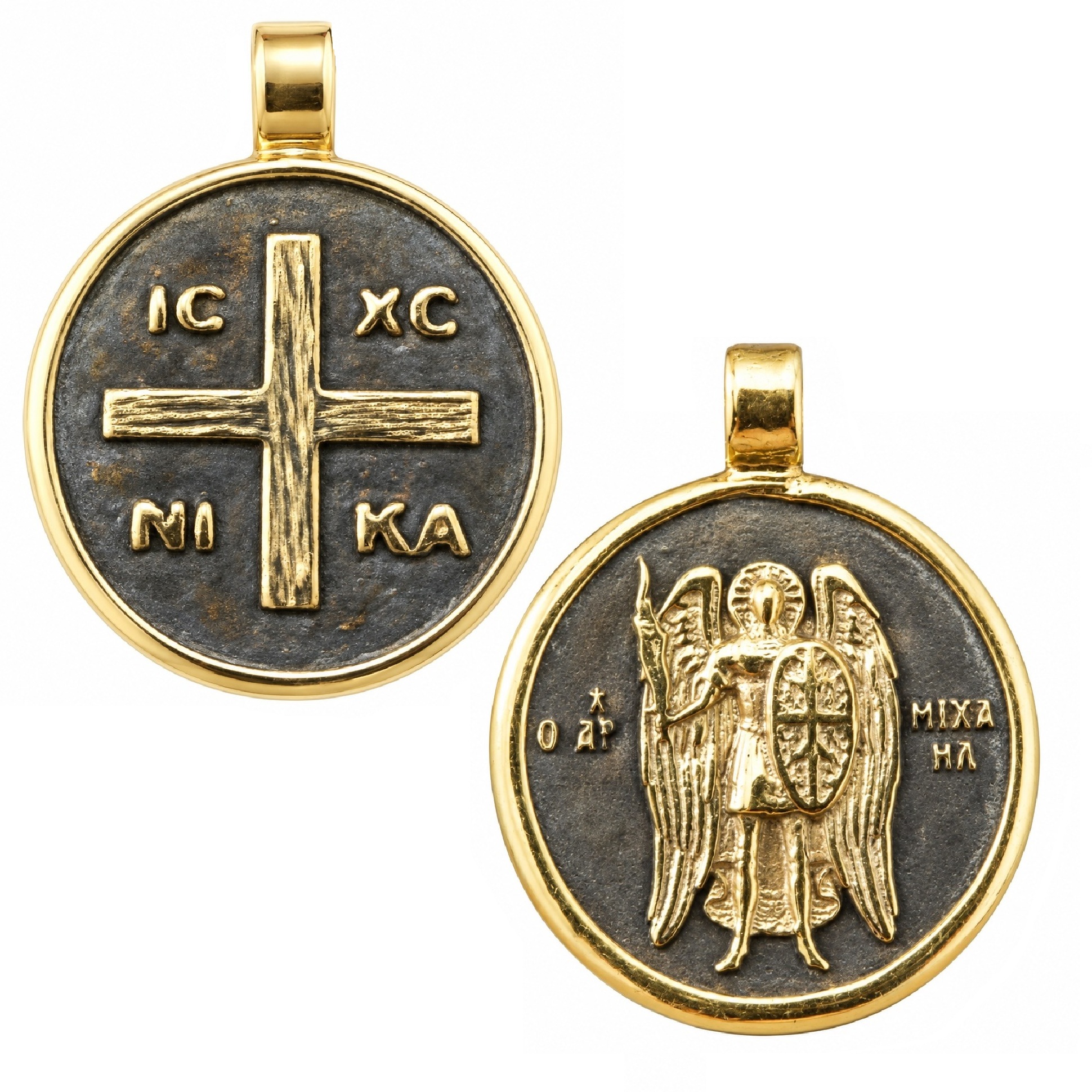 ΜΕΝΤΑΓΙΟΝ Κωνσταντινάτο Διπλής Όψης SENZIO Collection από Επιχρυσωμένο Ασήμι 925° 9SEN.D015P - 