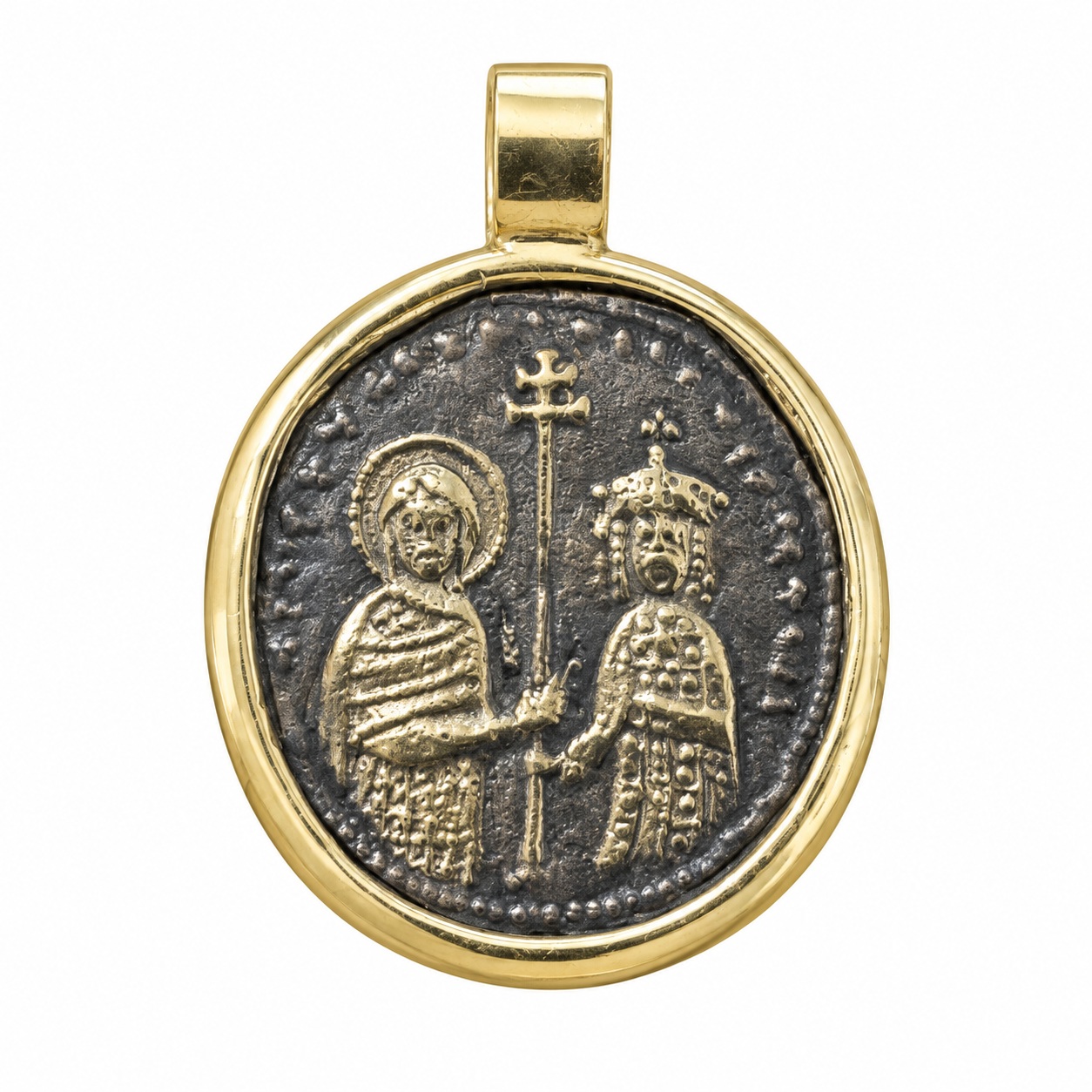 ΜΕΝΤΑΓΙΟΝ Κωνσταντινάτο Διπλής Όψης SENZIO Collection από Επιχρυσωμένο Ασήμι 925° 9SEN.D016P - 
