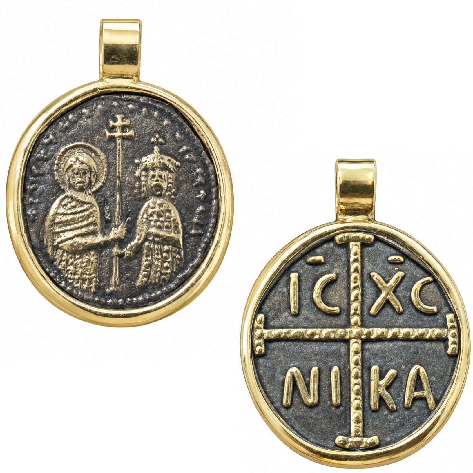 ΜΕΝΤΑΓΙΟΝ Κωνσταντινάτο Διπλής Όψης SENZIO Collection από Επιχρυσωμένο Ασήμι 925° 9SEN.D016P - 