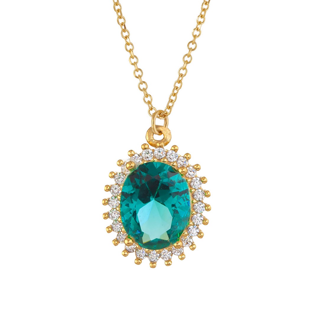 NEKLACE B-Jewels Silver 925° Gold Plated with Paraiba Zircon Stones 9PEA.1219C - 