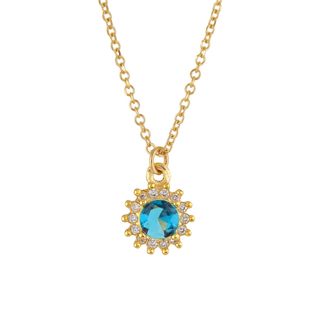 NEKLACE B-Jewels Silver 925° Gold Plated with London Blue Zircon Stones 9PEB.1239C - 