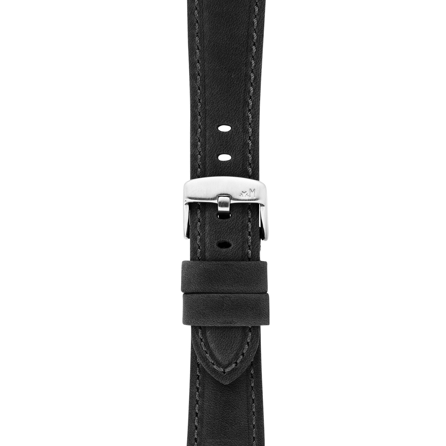 MORELLATO Perugino Hand Made Watch Strap 24-20mm Black Leather Silver Hardware A01X6121D71019ST24 - 