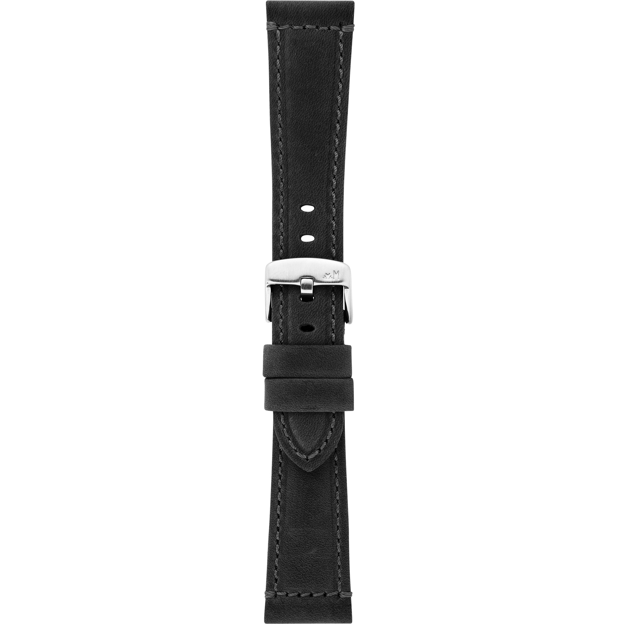 MORELLATO Perugino Hand Made Watch Strap 20-18mm Black Leather Silver Hardware A01X6121D71019ST20 - 3