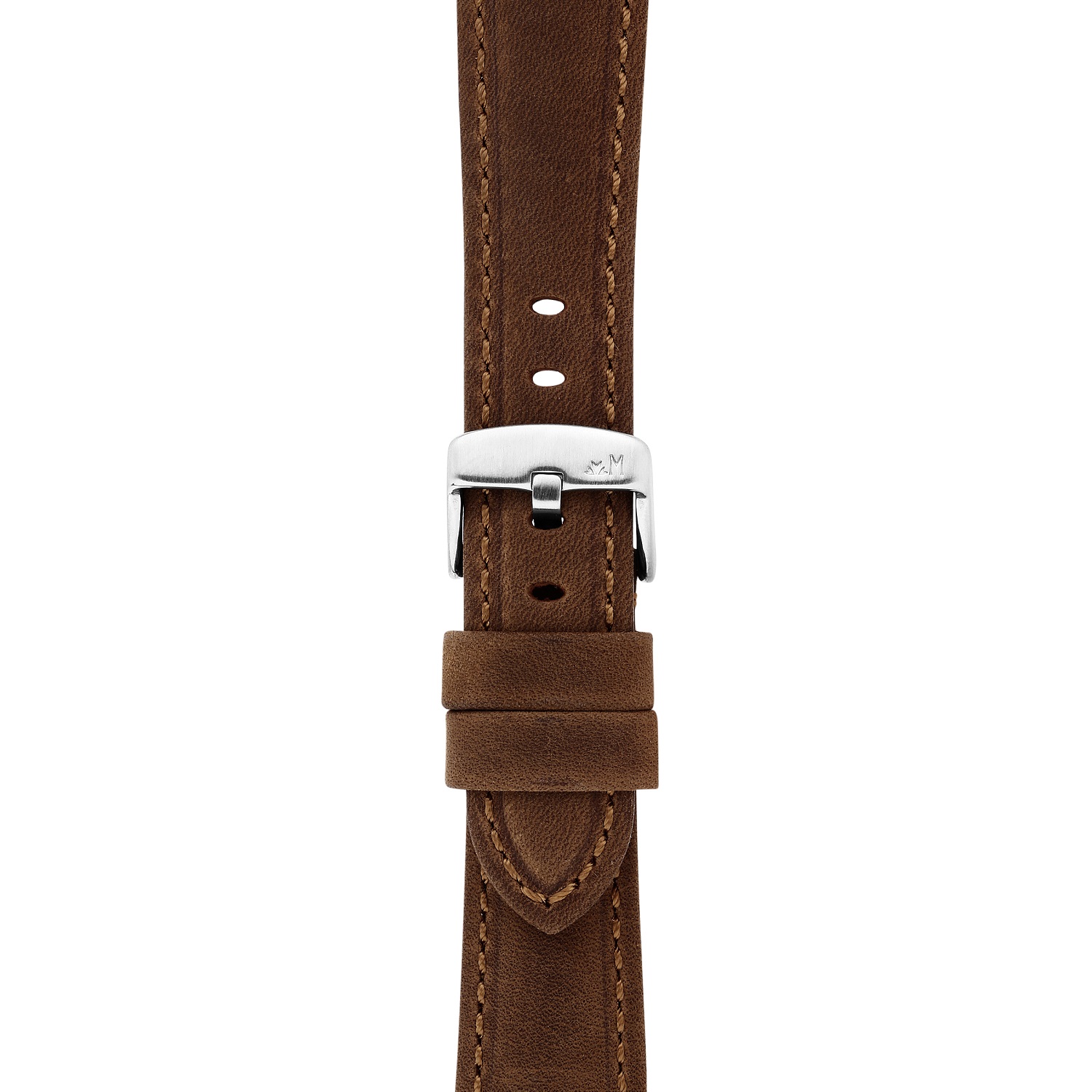 MORELLATO Perugino Hand Made Watch Strap 24-20mm Brown Leather Silver Hardware A01X6121D71032ST24 - 