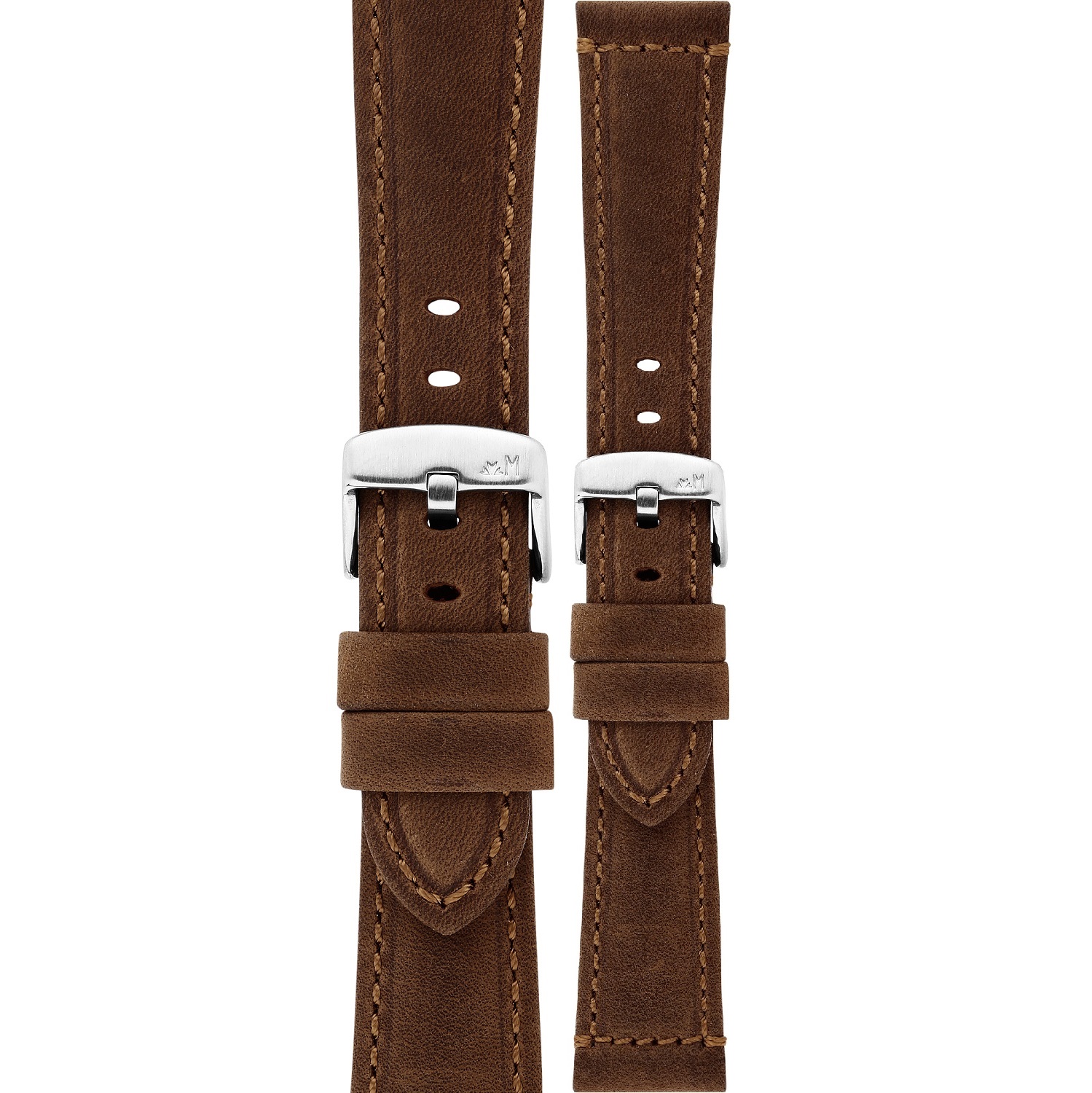 MORELLATO Perugino Hand Made Watch Strap 24-20mm Brown Leather Silver Hardware A01X6121D71032ST24 - 
