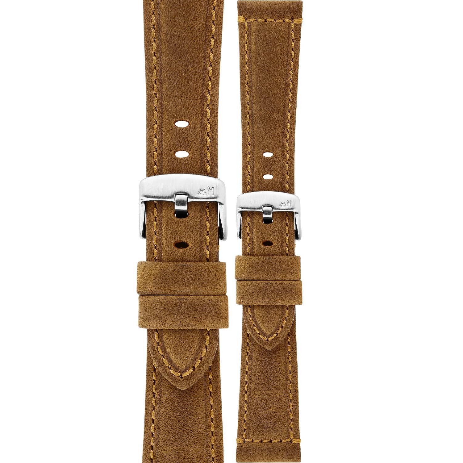 MORELLATO Perugino Hand Made Watch Strap 24-20mm Light Brown Leather Silver Hardware A01X6121D71037ST24 - 