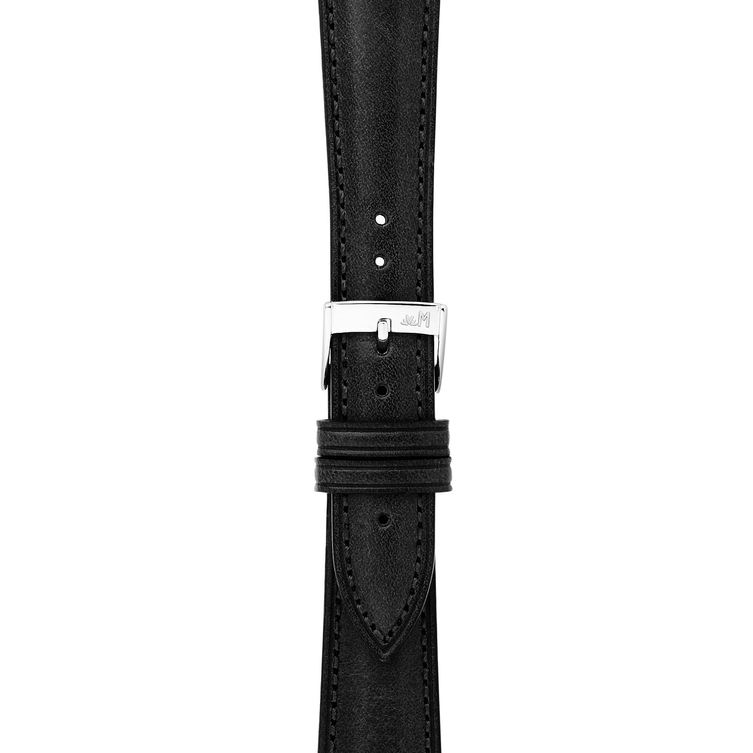 MORELLATO Reggiani Hand Made Watch Strap 22-18mm Black Leather Silver Hardware A01X6122E40019CR22 - 