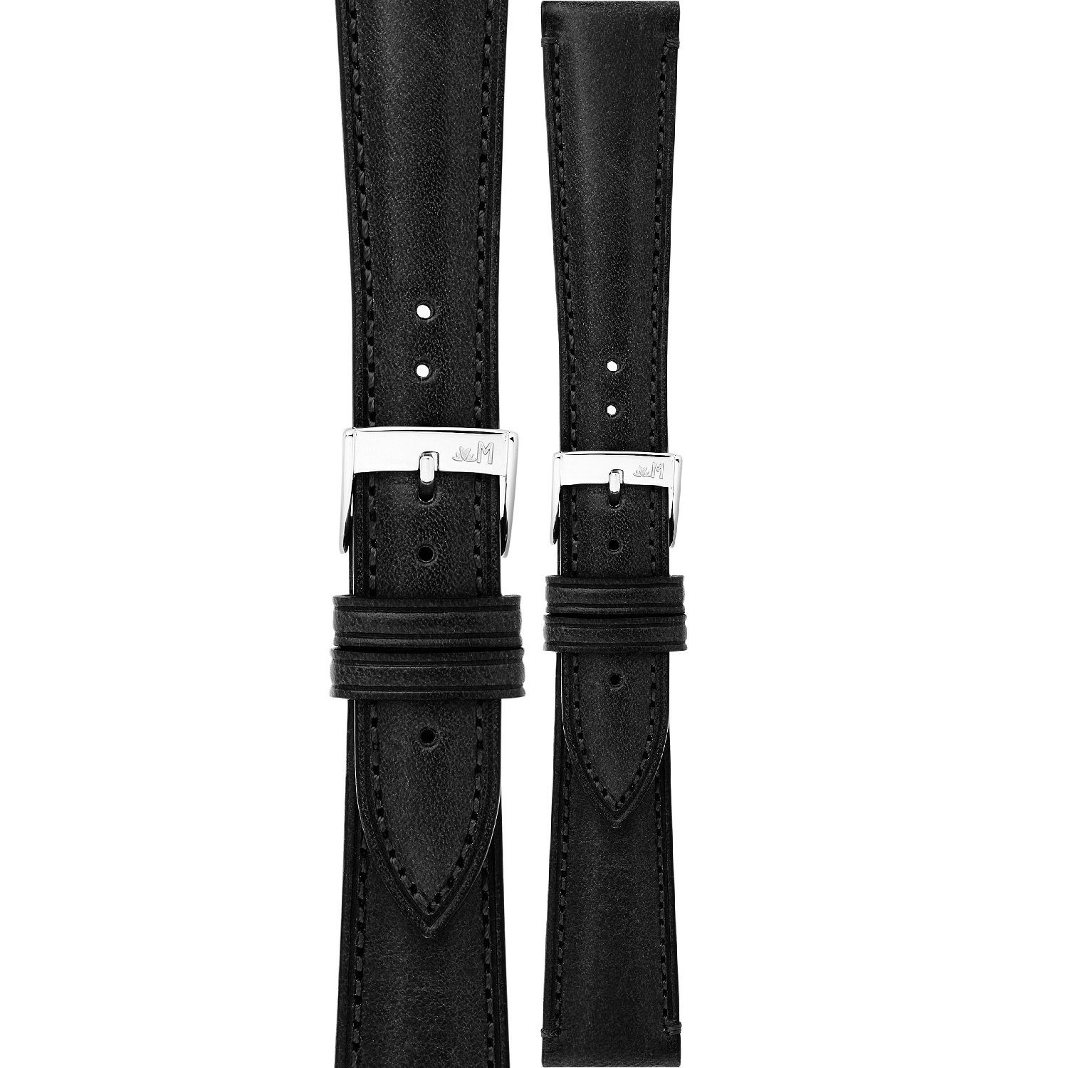 MORELLATO Reggiani Hand Made Watch Strap 22-18mm Black Leather Silver Hardware A01X6122E40019CR22 - 