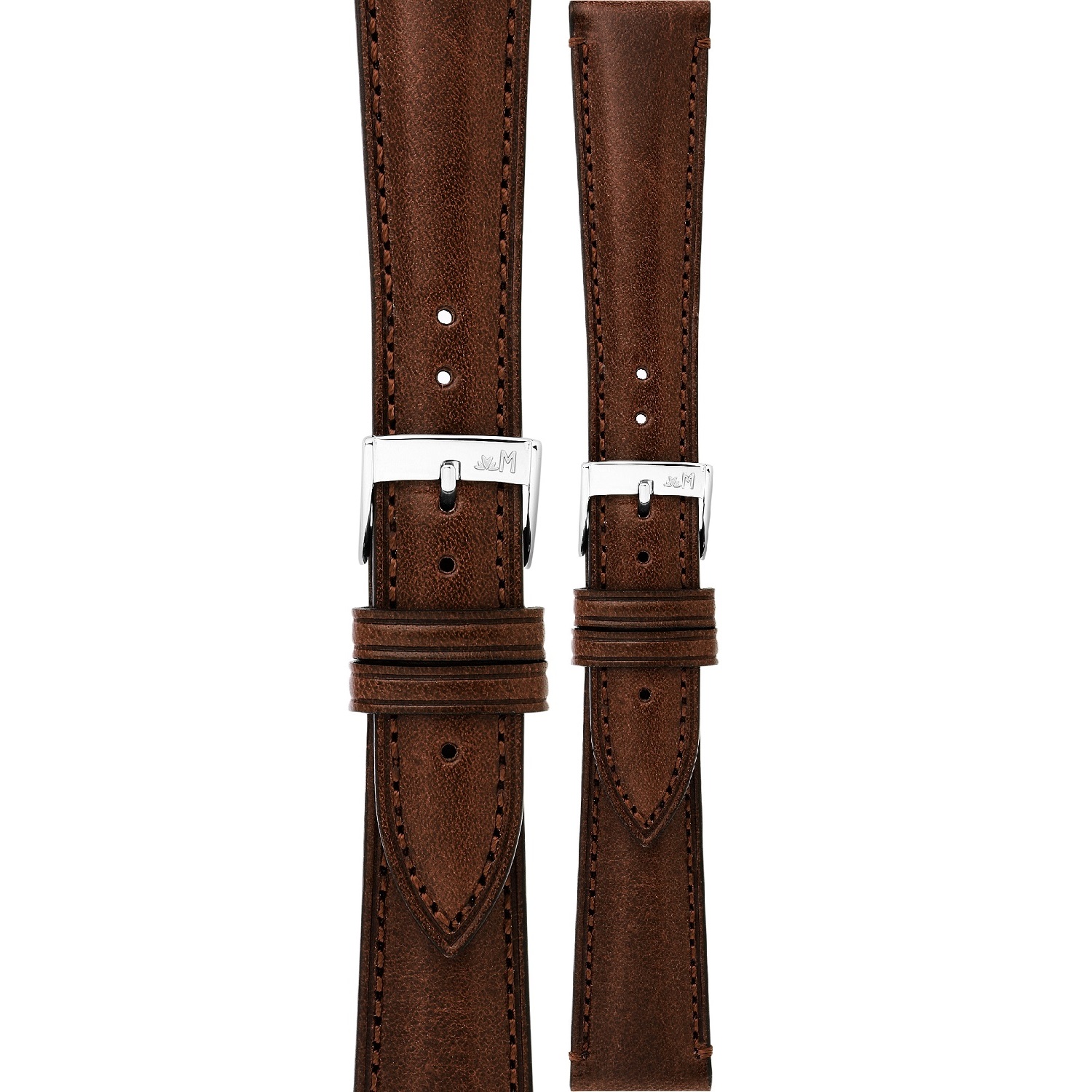 MORELLATO Reggiani Hand Made Watch Strap 14-12mm Brown Leather Silver Hardware A01X6122E40032CR14 - 