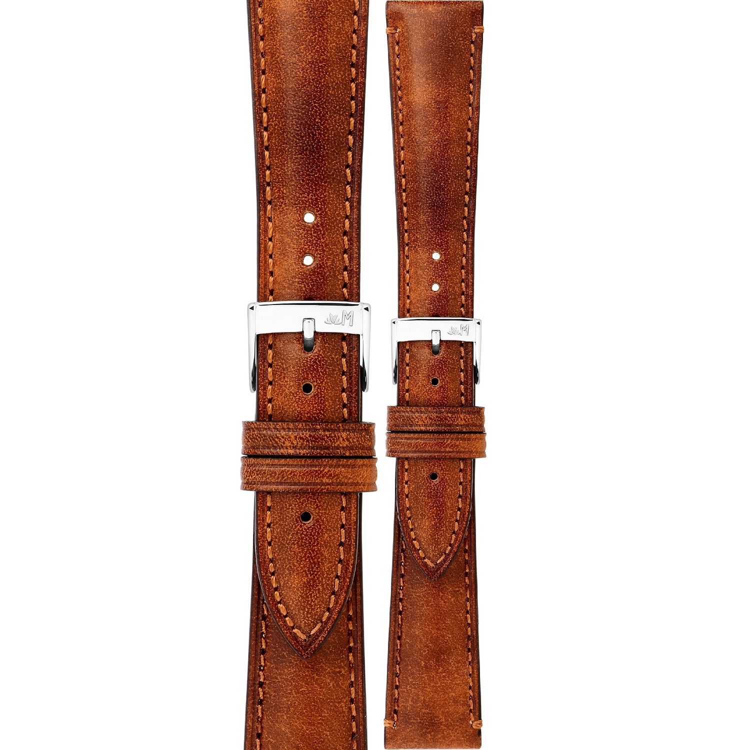 MORELLATO Reggiani Hand Made Watch Strap 22-18mm Light Brown Leather Silver Hardware A01X6122E40041CR22 - 