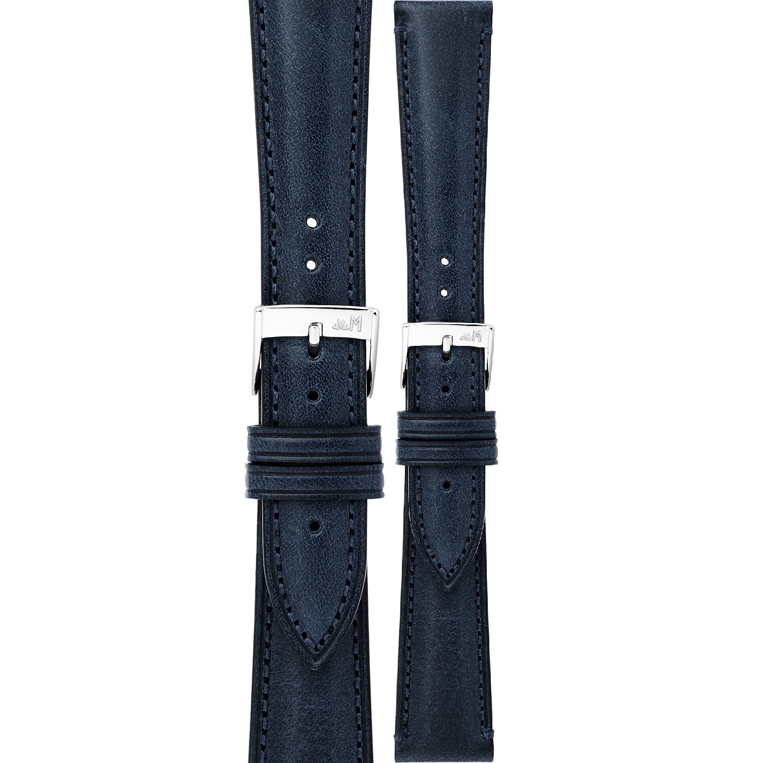 MORELLATO Reggiani Hand Made Watch Strap 22-18mm Blue Leather Silver Hardware A01X6122E40062CR22 - 