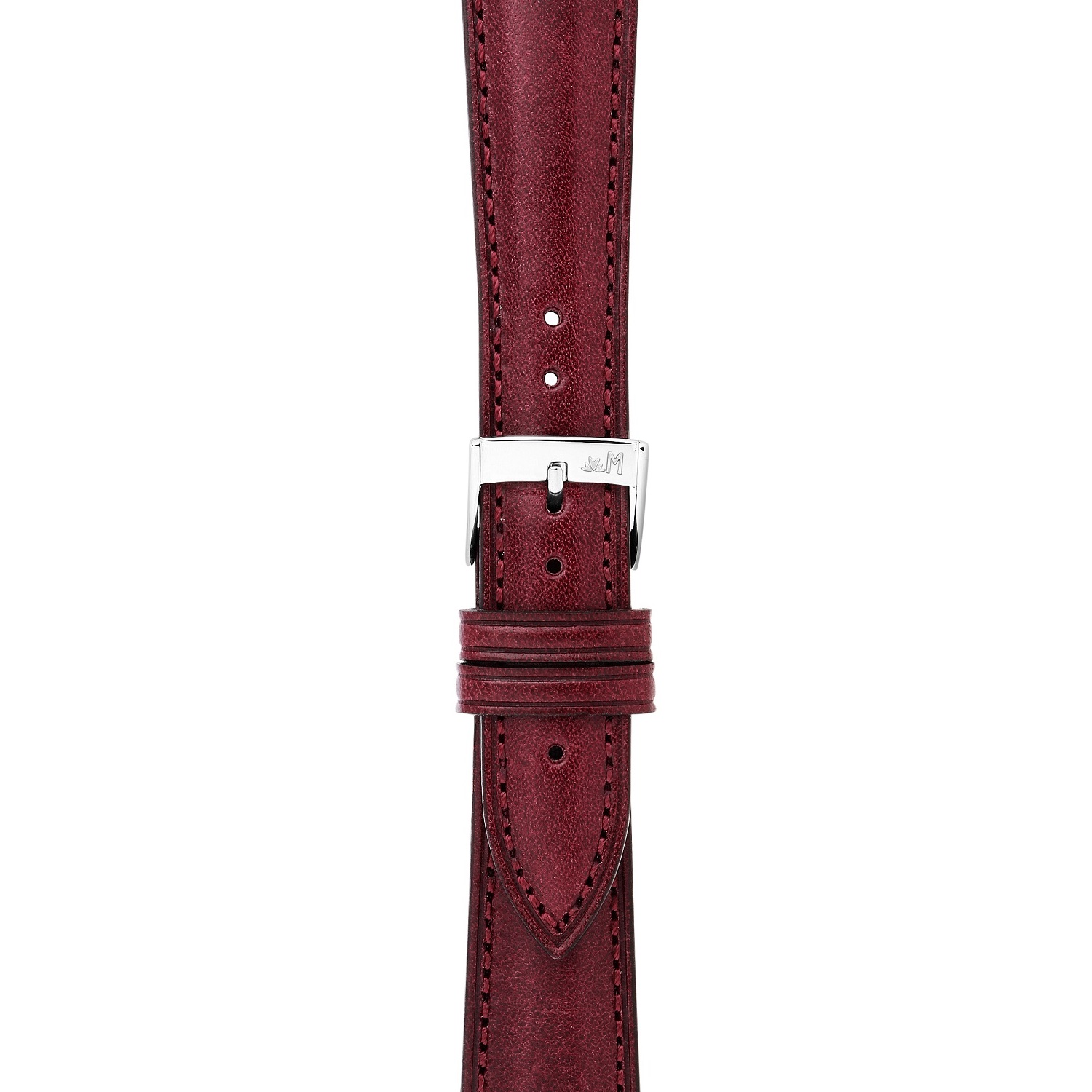 MORELLATO Reggiani Hand Made Watch Strap 22-18mm Bordeaux Leather Silver Hardware A01X6122E40081CR22 - 