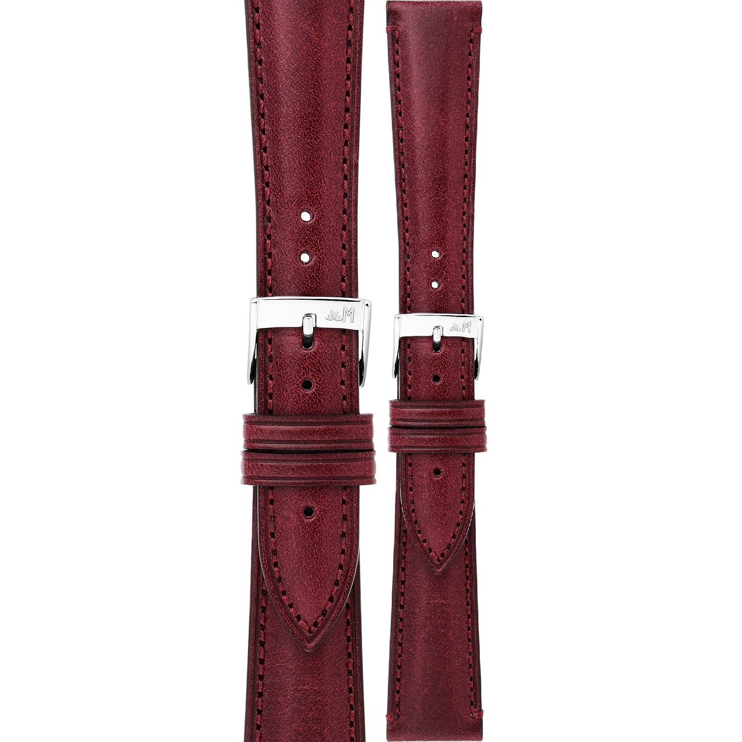 MORELLATO Reggiani Hand Made Watch Strap 22-18mm Bordeaux Leather Silver Hardware A01X6122E40081CR22 - 