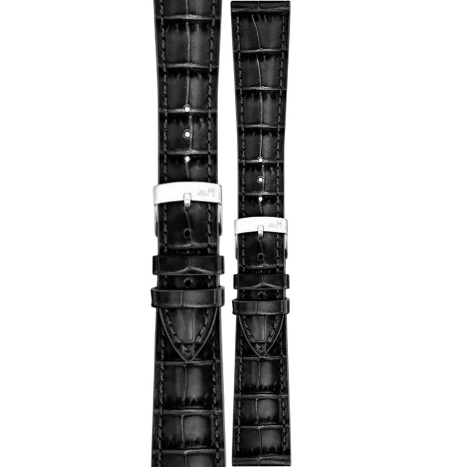 MORELLATO Bayon Watch Strap 20-16mm Black Leather Silver Hardware A01X6167C54019CR20 - 