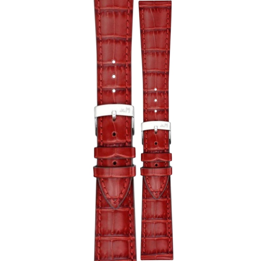 MORELLATO Bayon Watch Strap 14-12mm Red Leather Silver Hardware A01X6167C54083CR14 - 