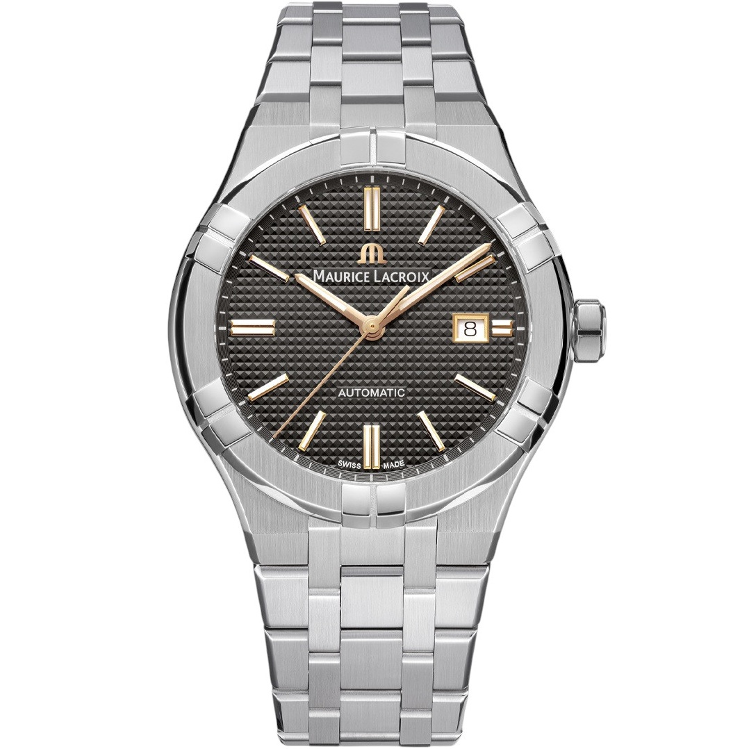 MAURICE LACROIX Aikon Automatic Clous De Paris Motif Grey Dial 42mm Silver Stainless Steel Bracelet AI6008-SS002-331-2 - 