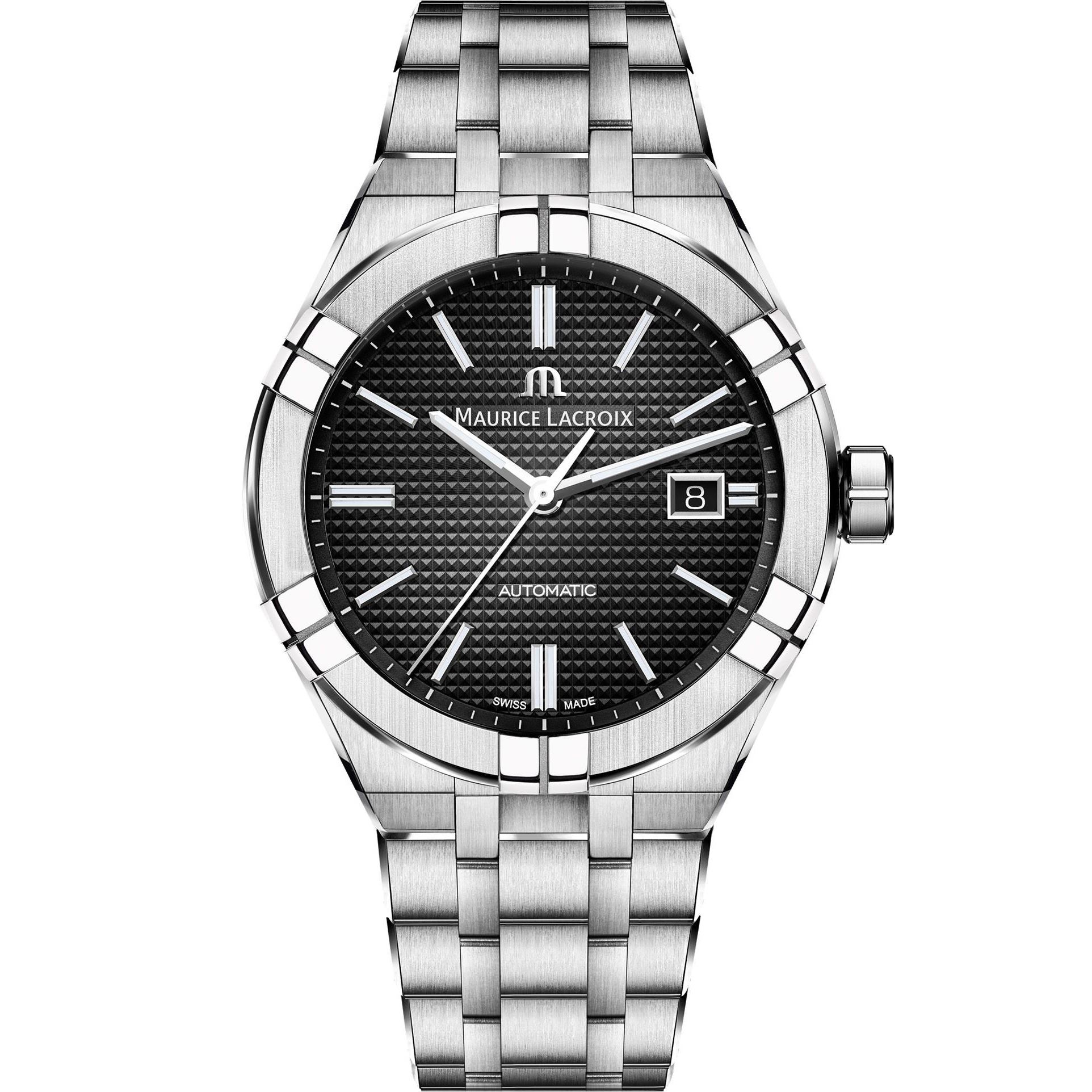 MAURICE LACROIX Aikon Automatic Clous De Paris Motif Black Dial 42mm Silver Stainless Steel Bracelet AI6008-SS00F-330-1 - 