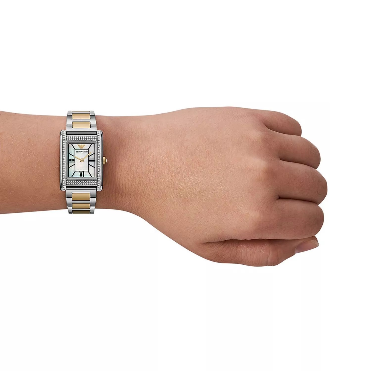 EMPORIO ARMANI Genni Crystals White Pearl Dial 22mm Two Tone Gold Stainless Steel Bracelet AR11642 - 4