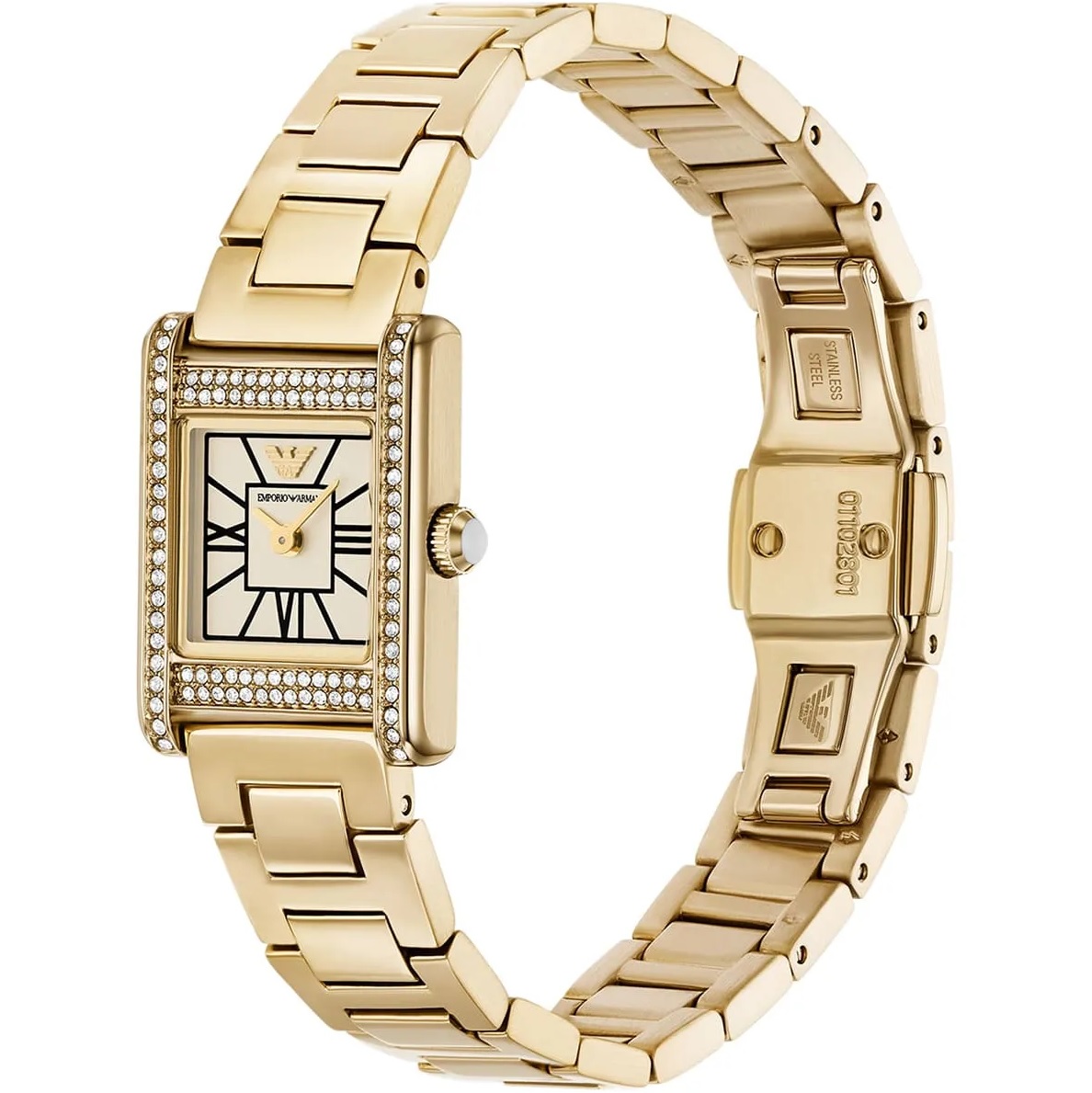 EMPORIO ARMANI Genni Mini Crystals Ivory Dial 20mm Gold Stainless Steel Bracelet AR11663 - 6
