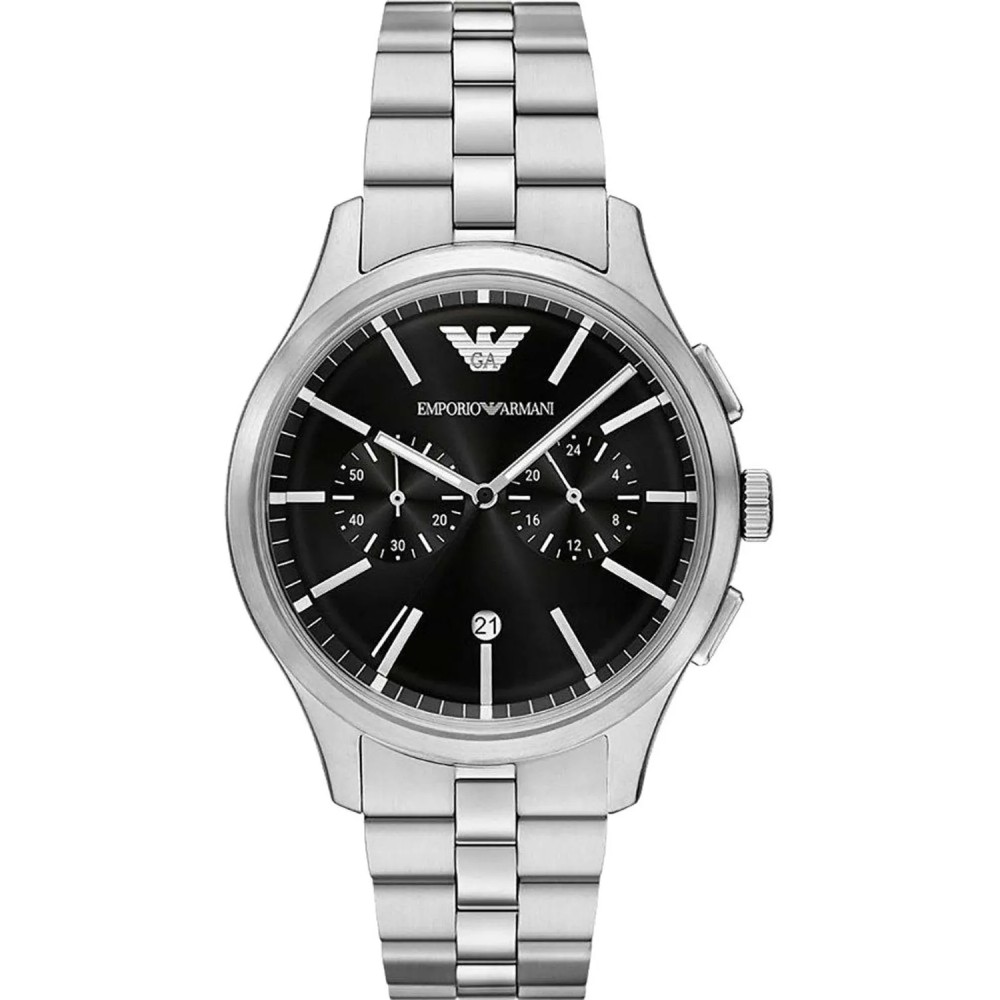 EMPORIO ARMANI Dario Chronograph Black Dial 42mm Silver Stainless Steel Bracelet AR11691 - 