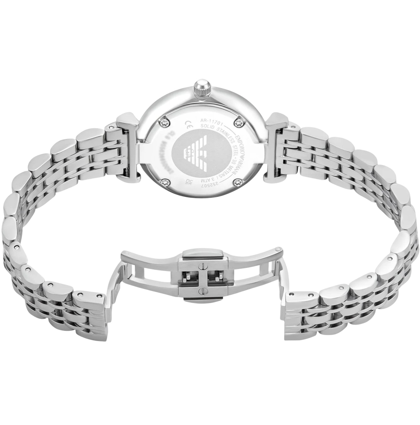EMPORIO ARMANI Gianni T-Bar White Pearl Dial with Crystals 32mm Silver Stainless Steel Bracelet AR11701 - 4