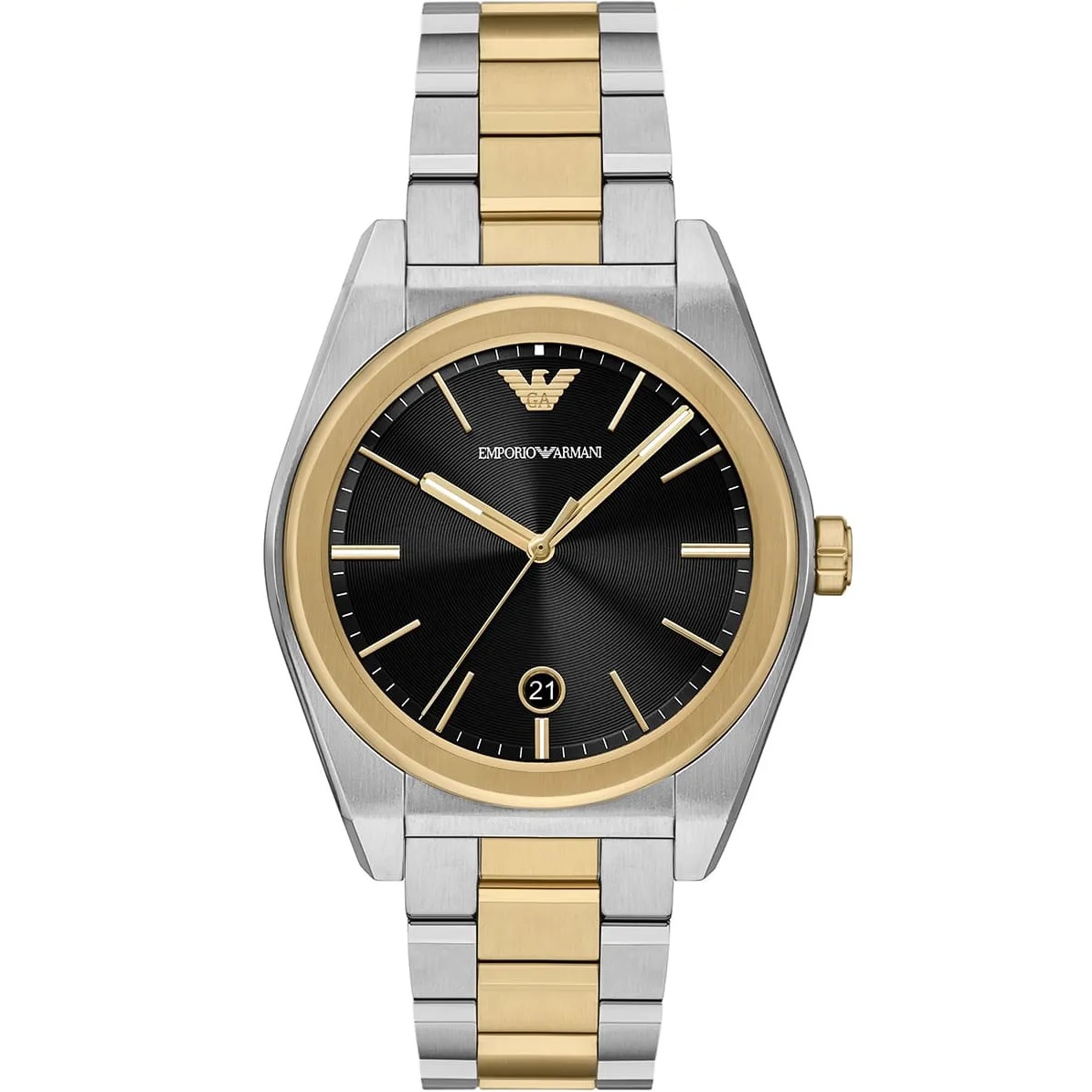 EMPORIO ARMANI Federico Black Dial 41mm Two Tone Gold Stainless Steel Bracelet AR11715 - 
