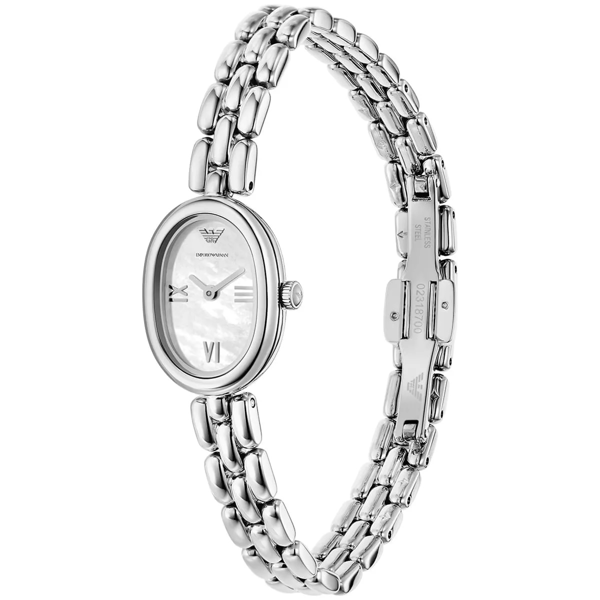 EMPORIO ARMANI Ophelia White Pearl Dial 24mm Silver Stainless Steel Bracelet AR11720 - 