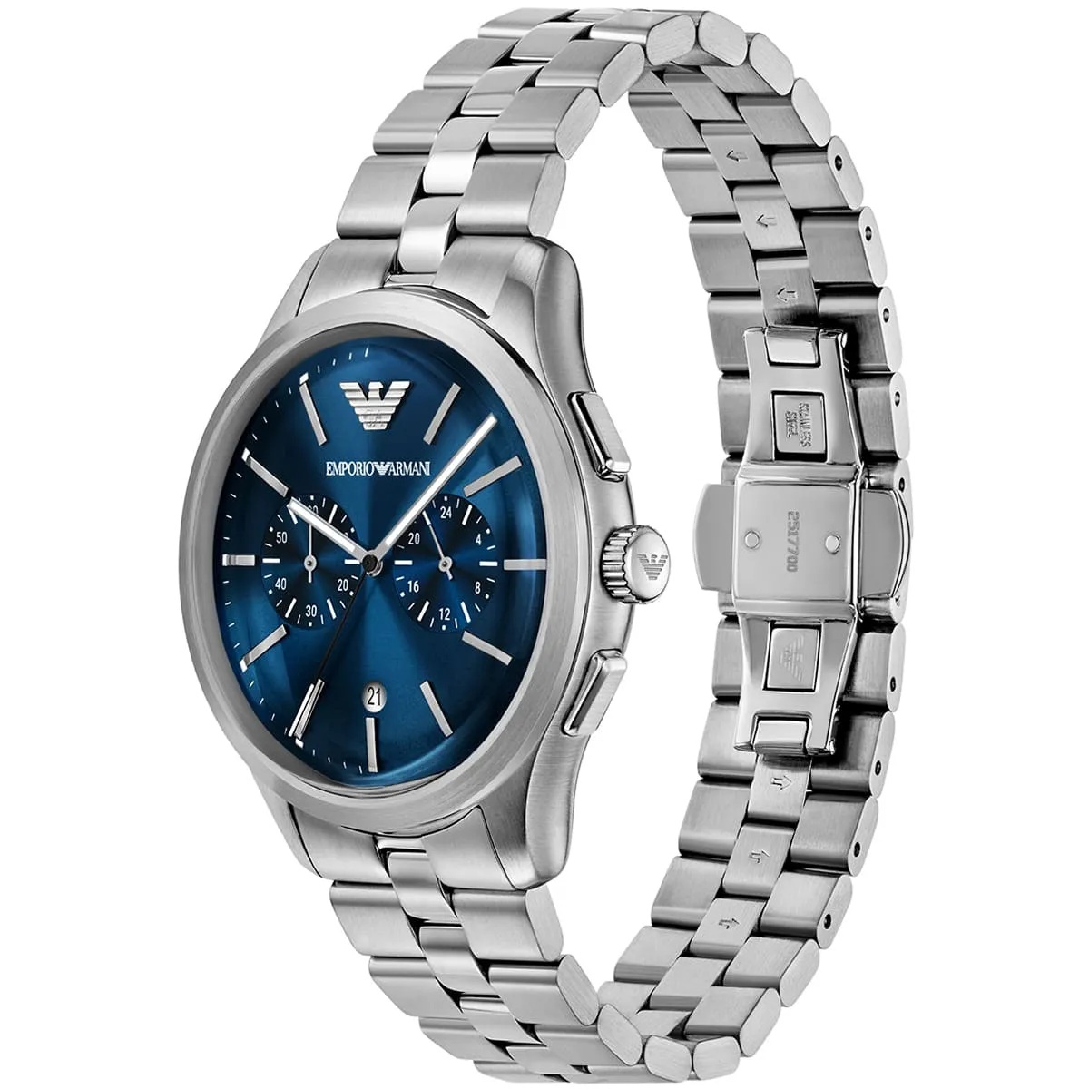 EMPORIO ARMANI Dario Chronograph Blue Dial 41mm Silver Stainless Steel Bracelet AR11728 - 
