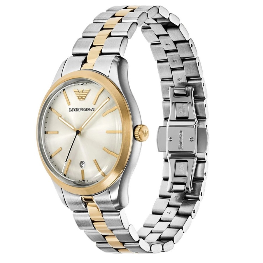 EMPORIO ARMANI Dario Silver Dial 41mm Two Tone Gold Stainless Steel Bracelet AR11735 - 