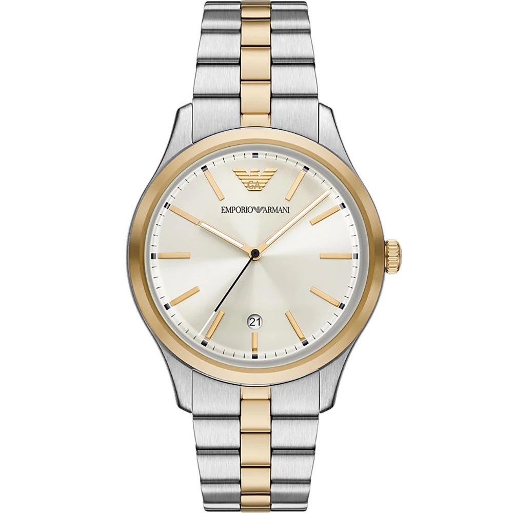 EMPORIO ARMANI Dario Silver Dial 41mm Two Tone Gold Stainless Steel Bracelet AR11735 - 