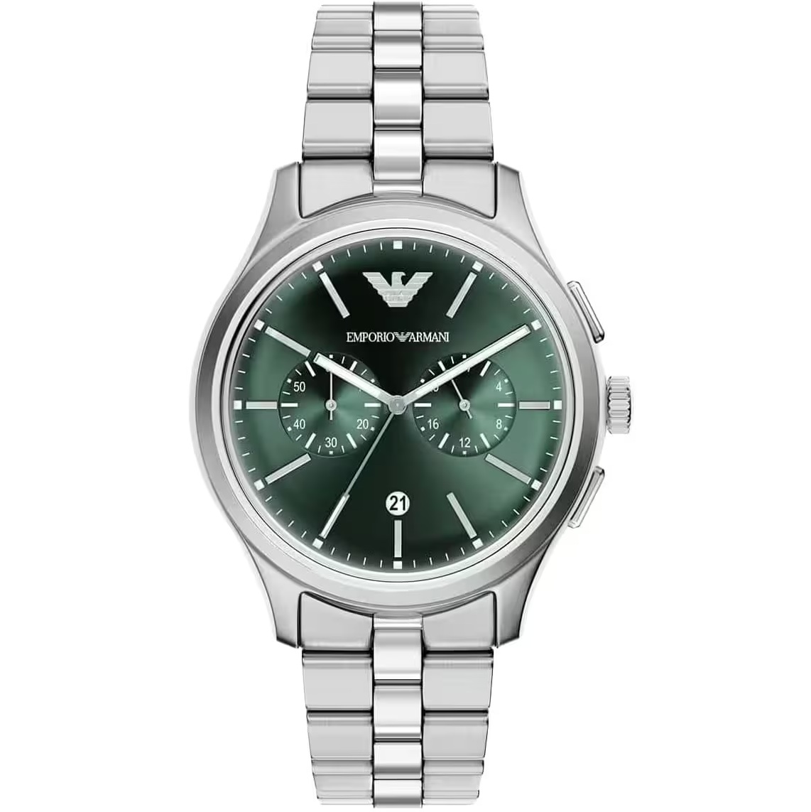 EMPORIO ARMANI Dario Chronograph Green Dial 42mm Silver Stainless Steel Bracelet AR11746 - 