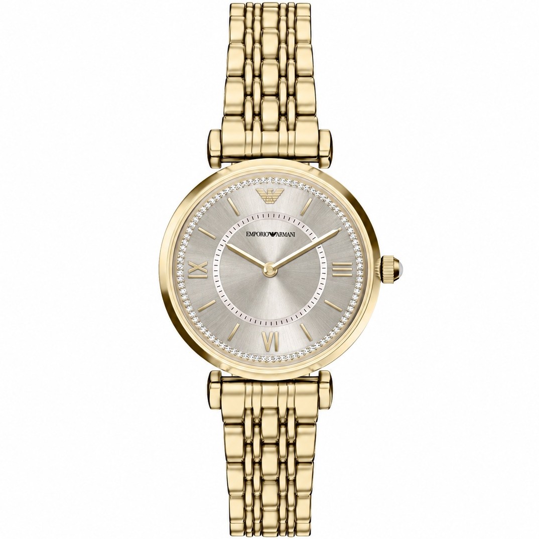 EMPORIO ARMANI Gianni T-Bar Gold Dial 32mm Gold Stainless Steel Bracelet AR11766 - 