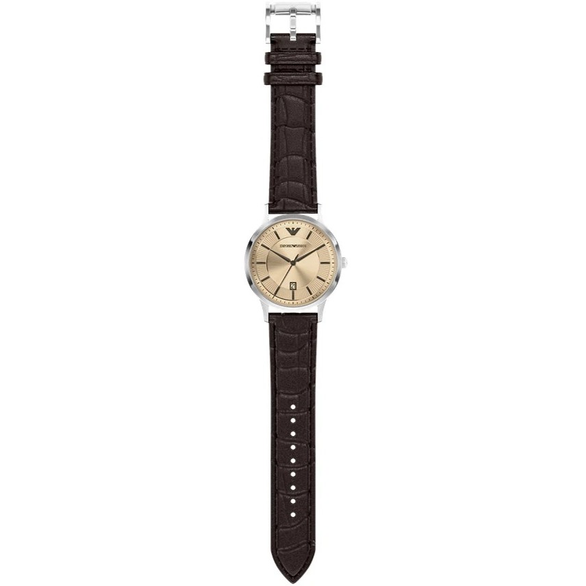 EMPORIO ARMANI Archetipo Champagne Dial 43mm Silver Stainless Steel Brown Leather Strap AR11783 - 6