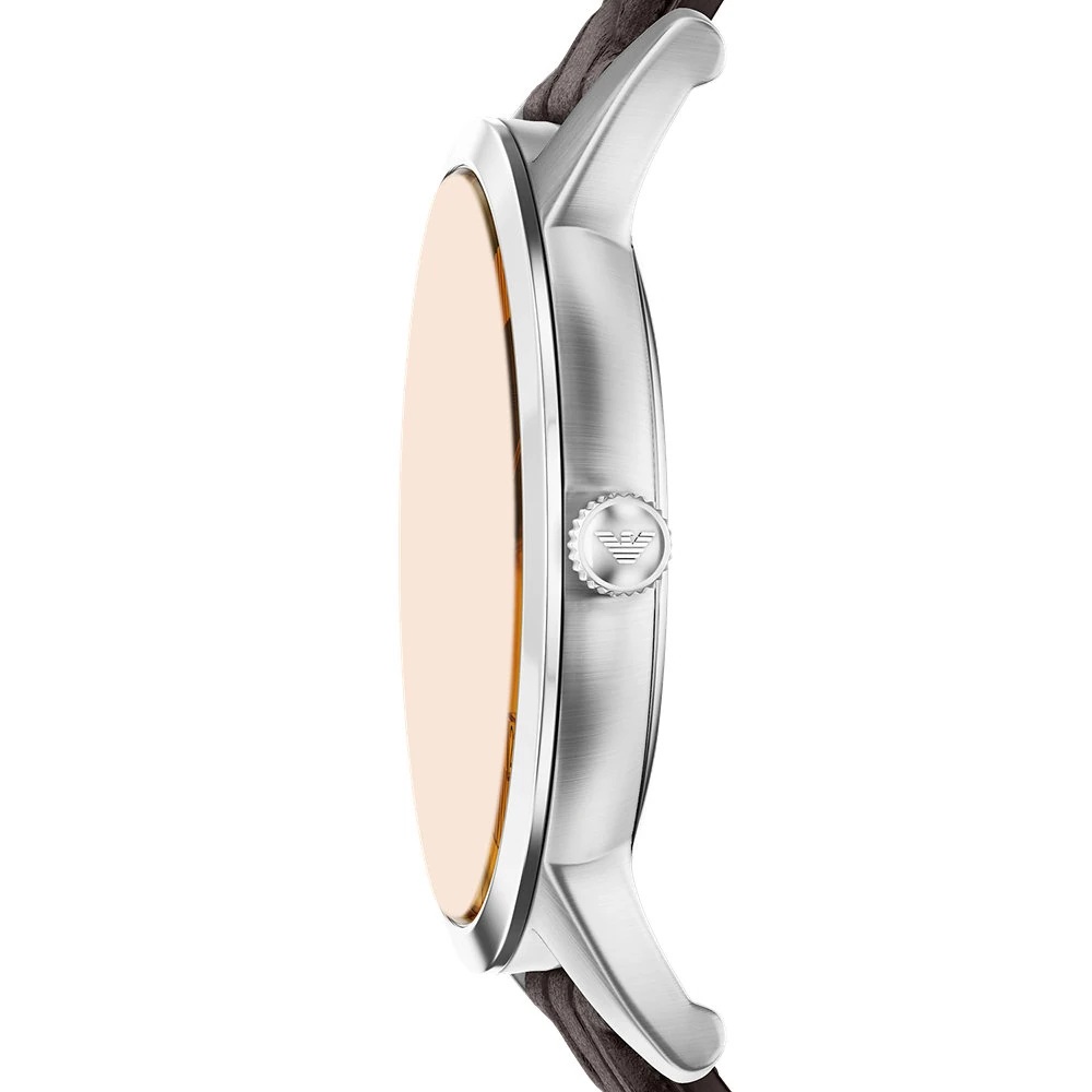 EMPORIO ARMANI Archetipo Champagne Dial 43mm Silver Stainless Steel Brown Leather Strap AR11783 - 7