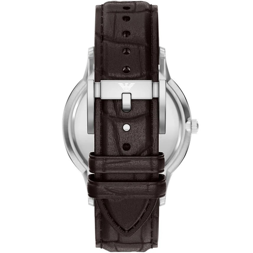 EMPORIO ARMANI Archetipo Champagne Dial 43mm Silver Stainless Steel Brown Leather Strap AR11783 - 5