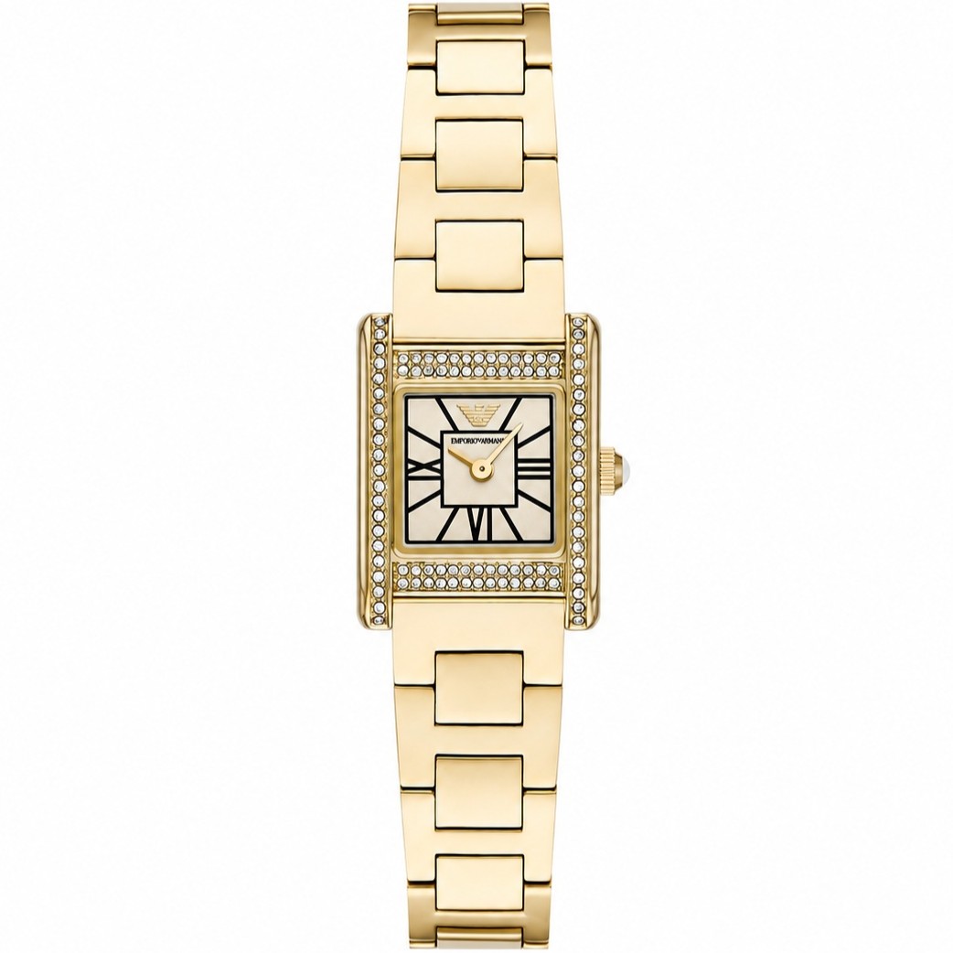 EMPORIO ARMANI Genni Crystals Beige Dial 20x26mm Gold Stainless Steel Bracelet AR11795 - 
