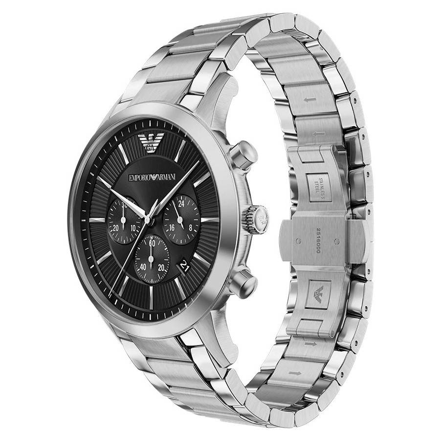 EMPORIO ARMANI Archetipo Chronograph Black Dial 43mm Silver Stainless Steel Bracelet AR11819 - 