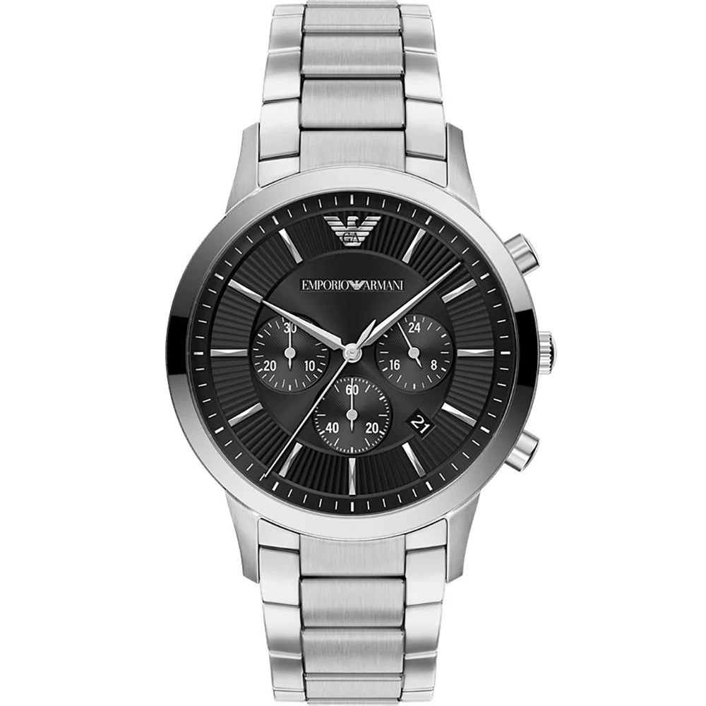 EMPORIO ARMANI Archetipo Chronograph Black Dial 43mm Silver Stainless Steel Bracelet AR11819 - 