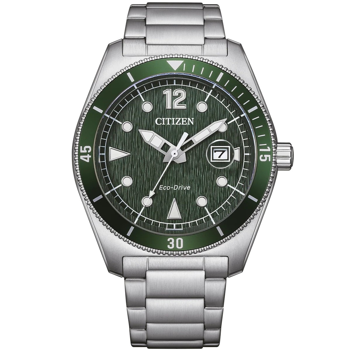 CITIZEN Marine Sports Eco-Drive Green Dial 43mm Silver Stainless Steel Bracelet AW1880-55X - 