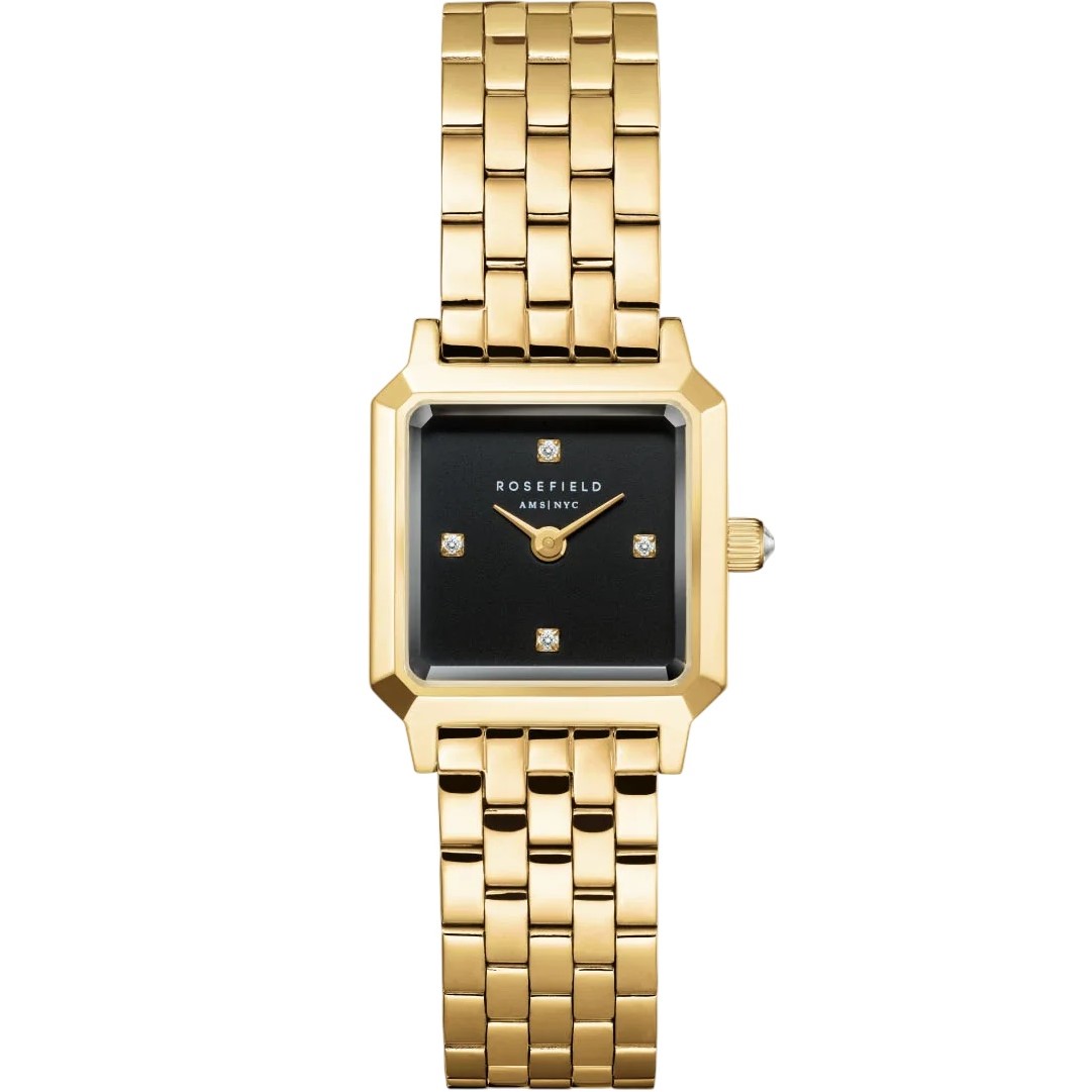 ROSEFIELD The Boxelle Black Dial 19.5 x19.5mm Gold Stainless Steel Bracelet BBGSG-B08 - 