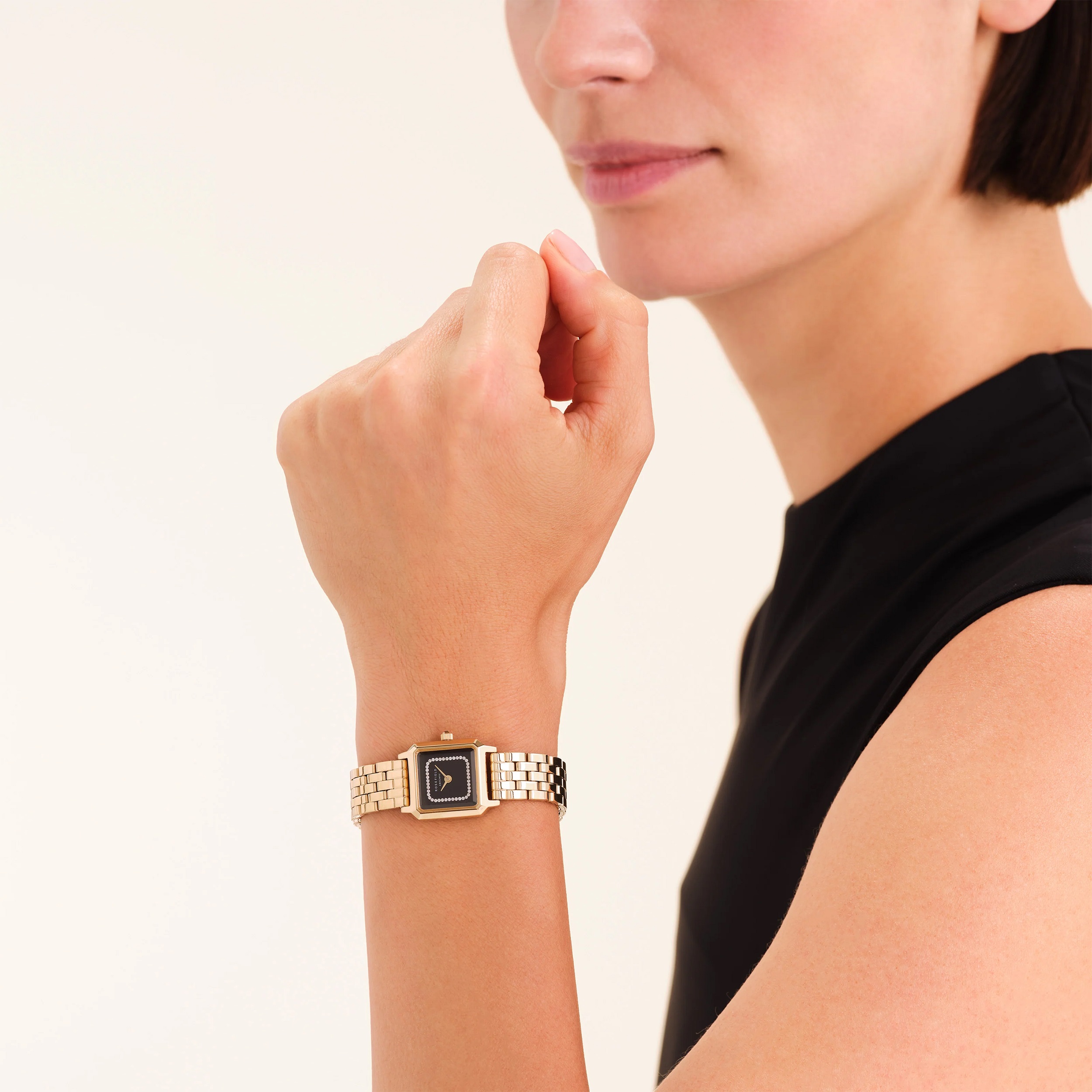 ROSEFIELD The Boxelle Black Matte Dial 19.5 x19.5mm Gold Stainless Steel Bracelet BBGSG-B09 - 